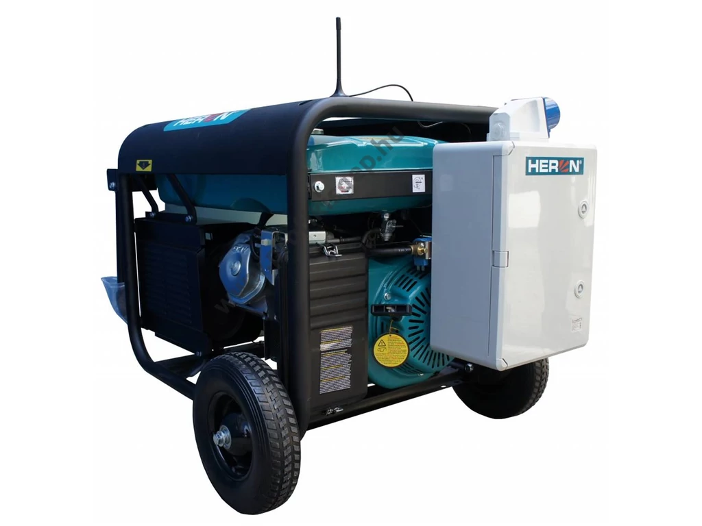 HERON 421 WHITE+ benzinmotoros egyfázisú áramfejlesztő, Max: 6,8kVA, 230V, 27.3 Amper, Motor: 439.0 cm3, AVR feszültségszabályzó, VÉSZHELYZETI ÁRAMFEJLESZTŐ, KOMMUNIKÁCIÓS ESZKÖZZEL