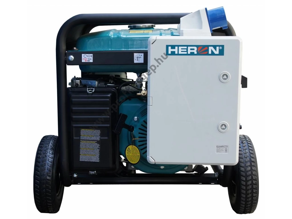 HERON 421 WHITE+ benzinmotoros egyfázisú áramfejlesztő, Max: 6,8kVA, 230V, 27.3 Amper, Motor: 439.0 cm3, AVR feszültségszabályzó, VÉSZHELYZETI ÁRAMFEJLESZTŐ, KOMMUNIKÁCIÓS ESZKÖZZEL