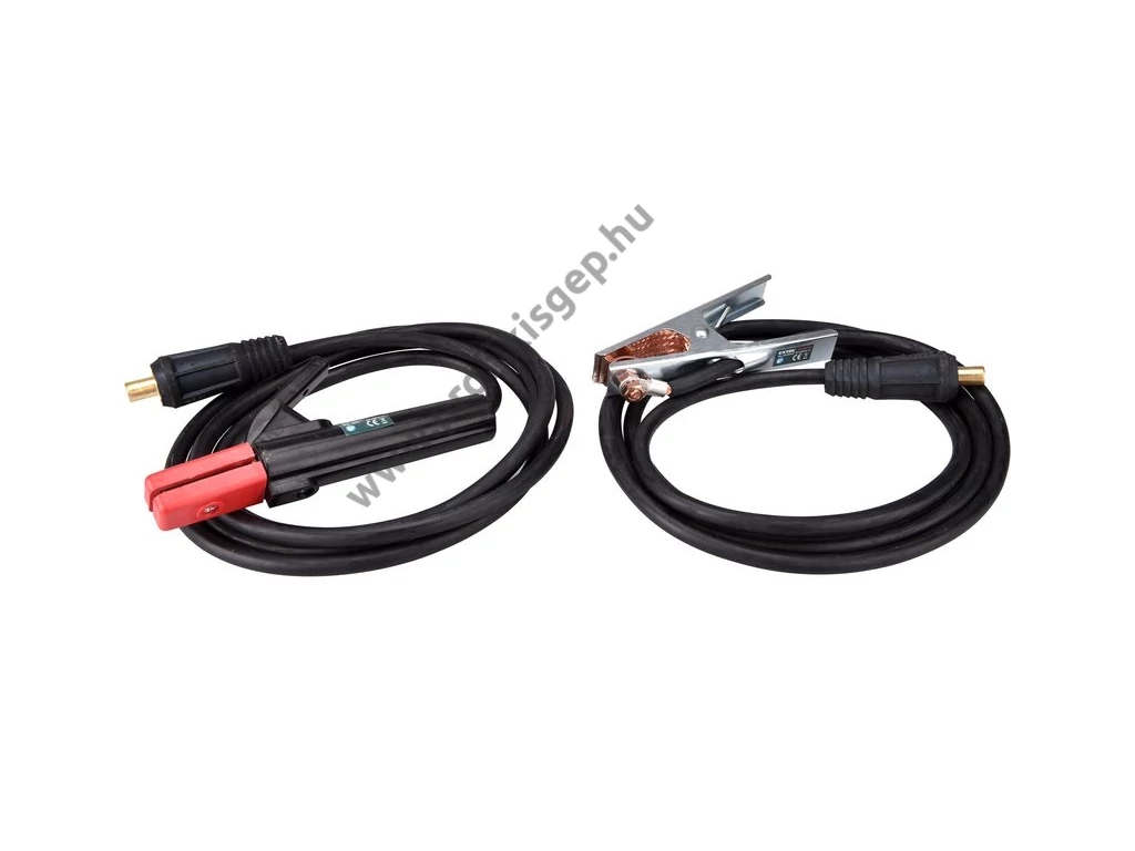 EXTOL premium hegesztő kábelpár, földelőkábel csipesszel + munkakábel elektródafogóval, 160A, 3m, 25mm2, csatlakozó: 10-25