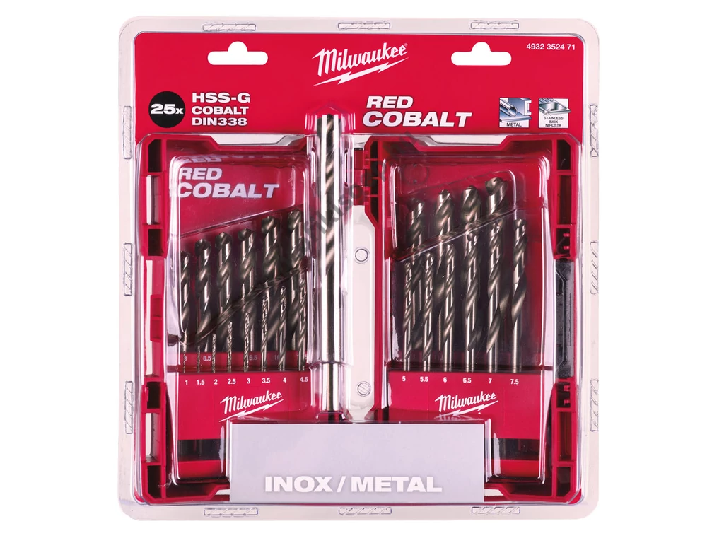 Milwaukee Red Cobalt , HSS-G Co fémfúró készlet, 25 db-os
