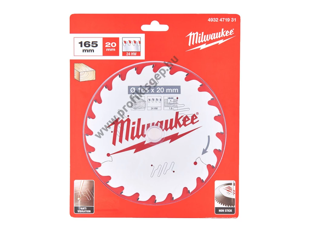 Milwaukee Körfűrészlap hordozható gépekhez (Fához) 165x20x1.6x24 ATB - 1 db