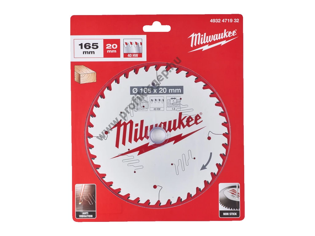 Milwaukee Körfűrészlap hordozható gépekhez (Fához) 165x20x1.6x40 ATB - 1 db