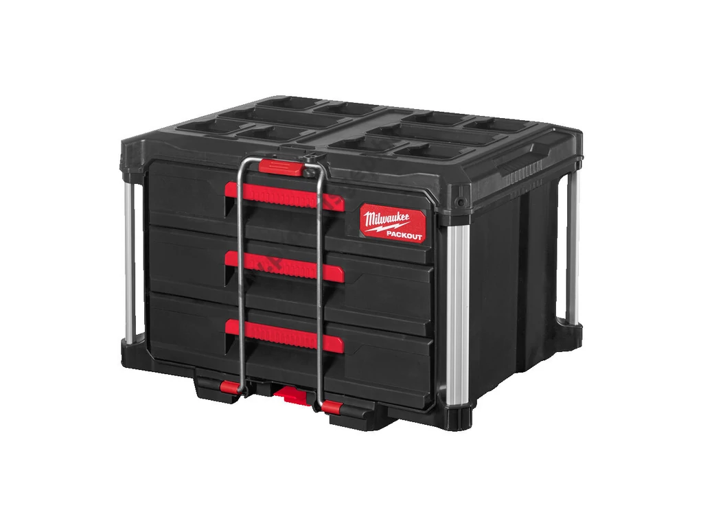 Milwaukee PACKOUT™ Tároló Láda 3 fiókos, ütésálló polimer, 564x414x363 mm