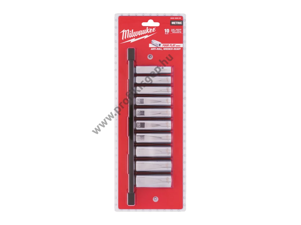 Milwaukee 3/8' Dugókulcsok hosszú, Metrikus, tartósínen 10 db