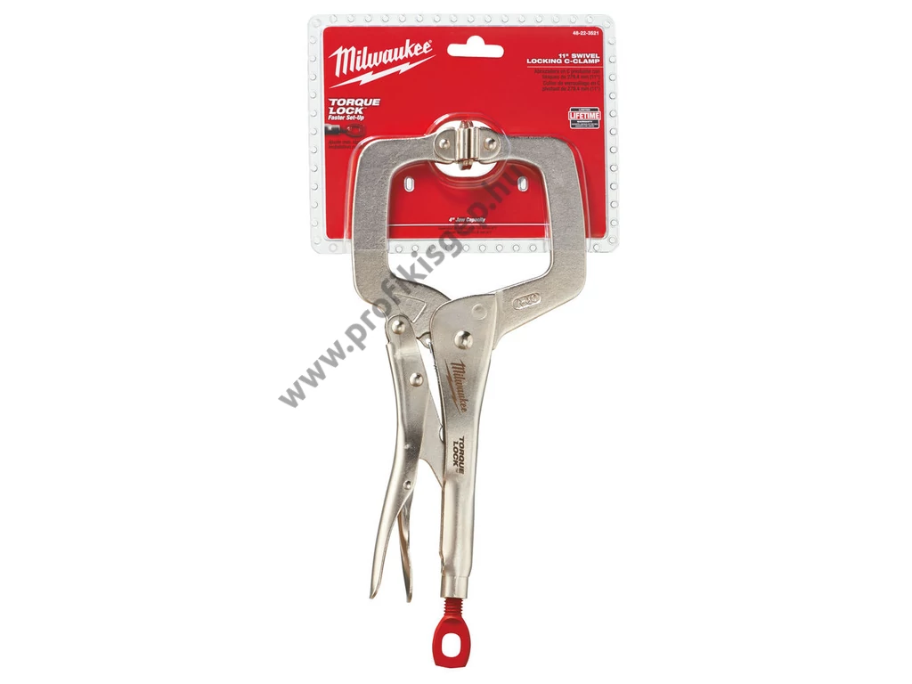 Milwaukee TORQUE LOCK™ C-formájú önzáró szorító, gömbölyű pofákkal 11"