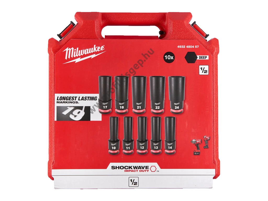 Milwaukee 1/2' gépi Dugókulcs készlet 10 részes, hosszú