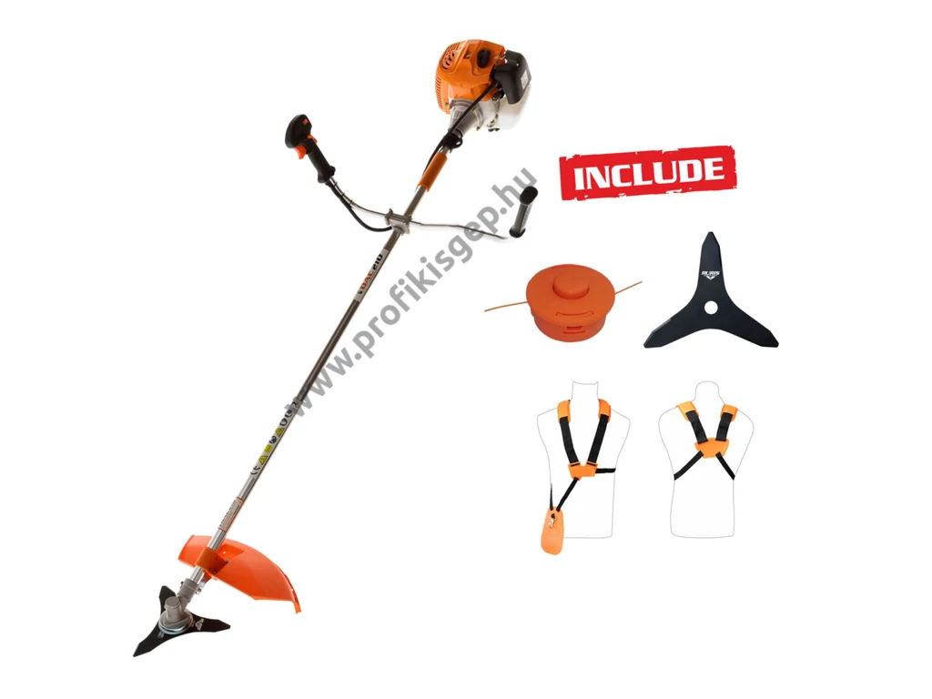 RURIS DAC 210 benzinmotoros bozótvágó, fűkasza 42cm3, 1,7Le, damilfej, vágótárcsa