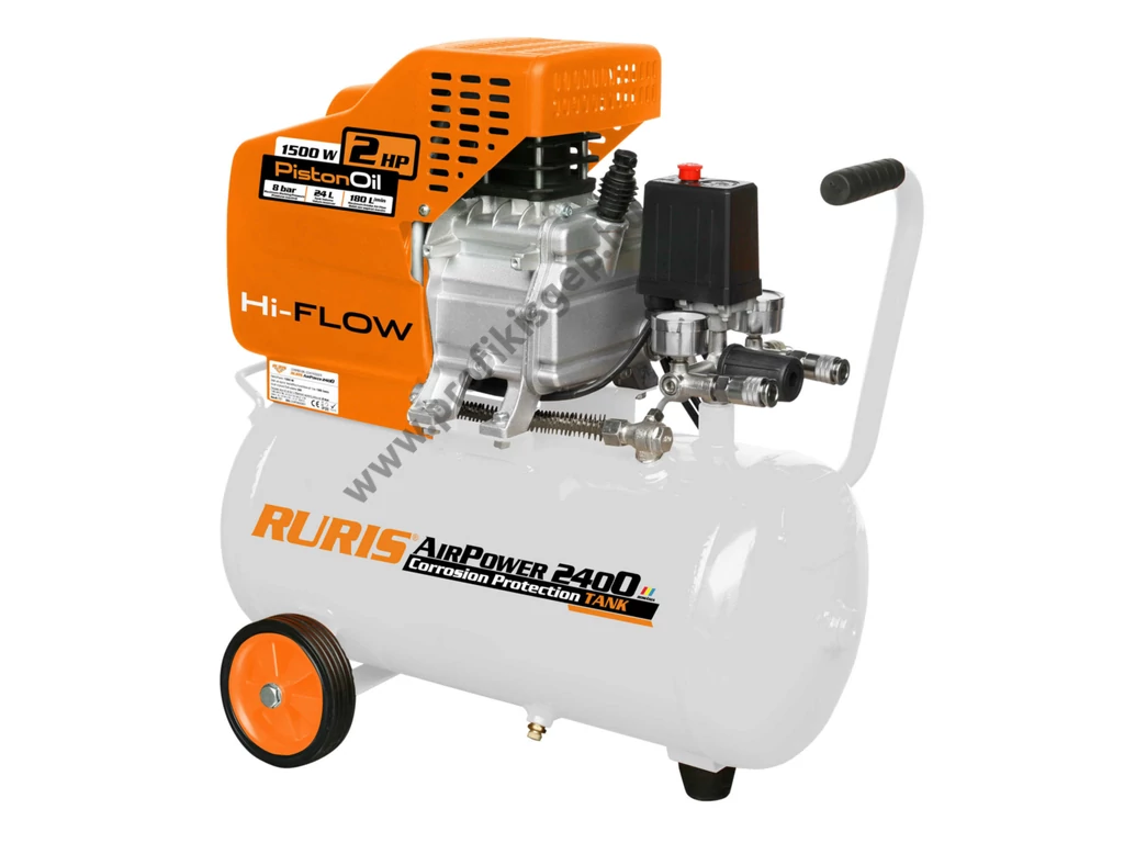 RURIS AirPower 2400 olajkenésű kompresszor, 180l/perc 8bar tartály 24L, 230V 1500W