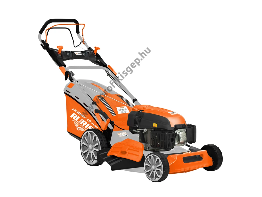 RURIS RX500S Benzinmotoros önjáró fűgyűjtős fűnyíró, 53cm, OHV 196cm3, oldalkidobó, mulcsbetét, csapágyazott kerék