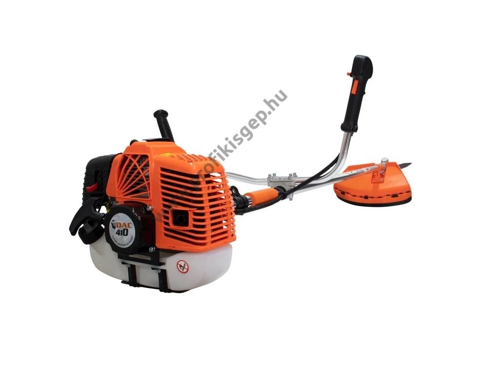 RURIS DAC 410 benzinmotoros bozótvágó, fűkasza 57cm3, 3,3Le, damilfej, 3ágú vágótárcsa, 8fogú vágótárcsa, 90fogú vídiás vágótárcsa, dupla vállheveder