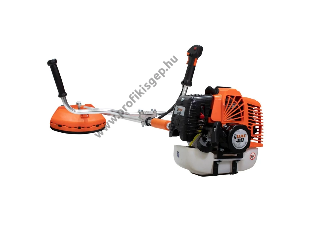 RURIS DAC 410 benzinmotoros bozótvágó, fűkasza 57cm3, 3,3Le, damilfej, 3ágú vágótárcsa, 8fogú vágótárcsa, 90fogú vídiás vágótárcsa, dupla vállheveder