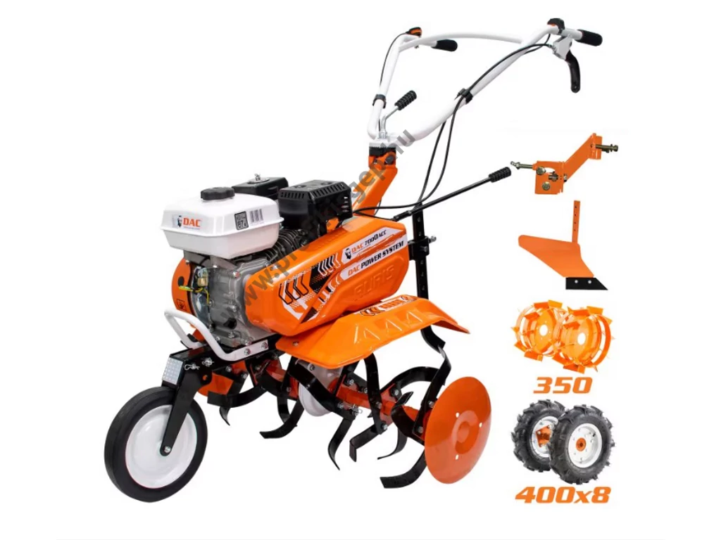 RURIS DAC 7000 ACC2 Benzinmotoros kapálógép, 208cm3, 2x3 kapatag, 2+1 sebesség +gumikerék, +vaskerék, +szántó eke, +szerszámtartó 