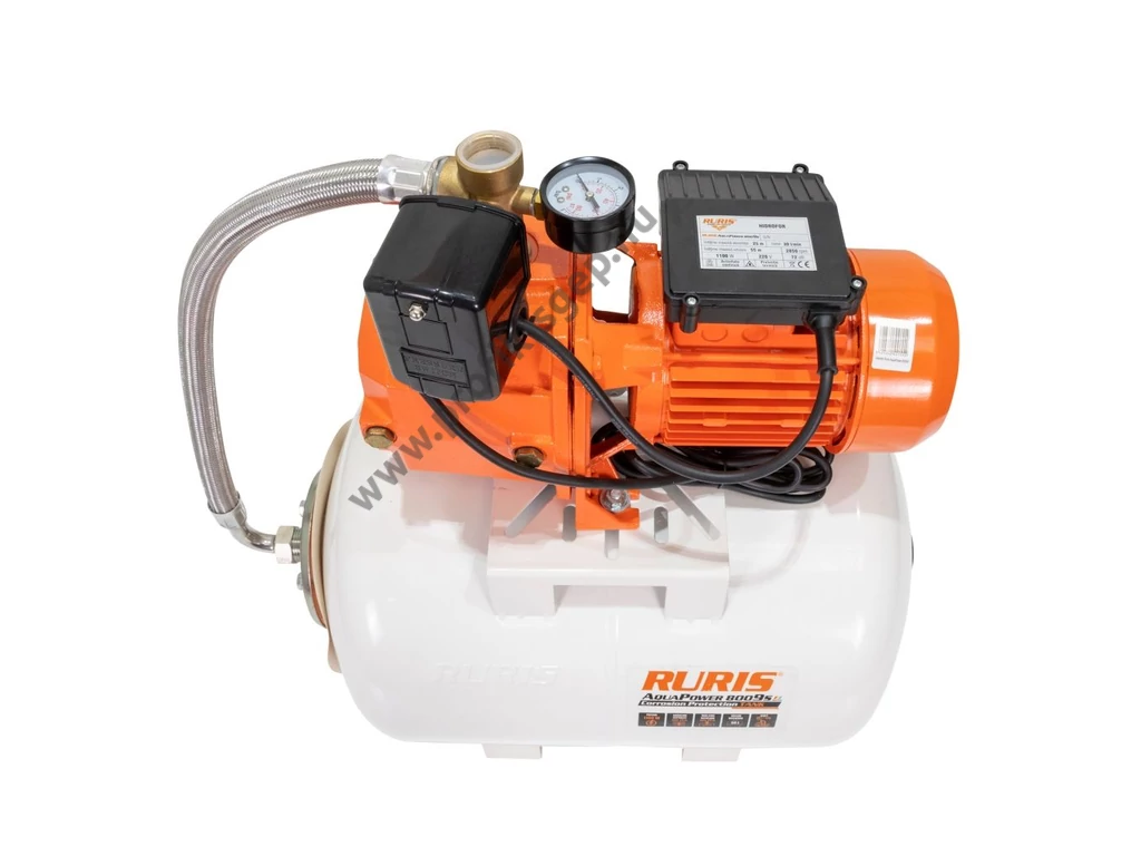 RURIS AquaPower 8009S elektromos felszíni szivattyú, házi vízmű, 1100W, 1800l, 3.5 bar, Bronzlapátos