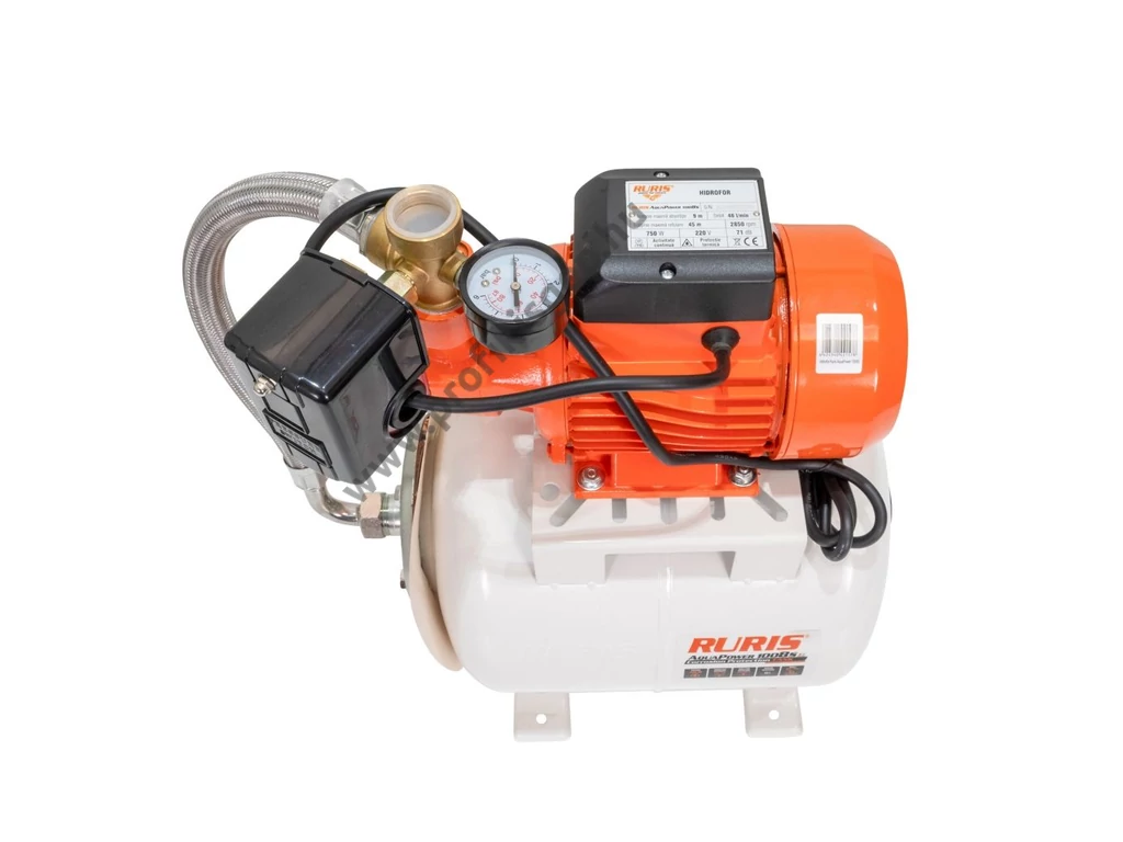 RURIS AquaPower 1008S elektromos felszíni szivattyú, házi vízmű, 750W, 2760l, 4.5 bar, Bronzlapátos