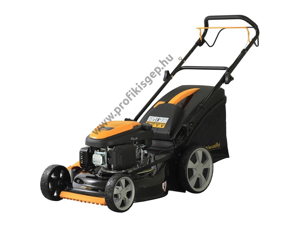 Riwall RPM 4640 PRO Benzinmotoros önjáró fűgyűjtős fűnyíró, 46cm, OHV 166cm3, oldalkidobó, mulcsbetét, csapágyazott kerék