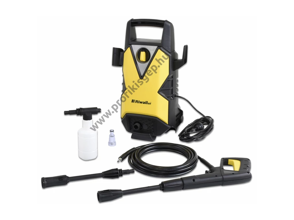 Riwall REPW110 SET magasnyomású mosó max: 110 bár, 1400W, 390 l/óra, önfelszívó, tartozékokkal