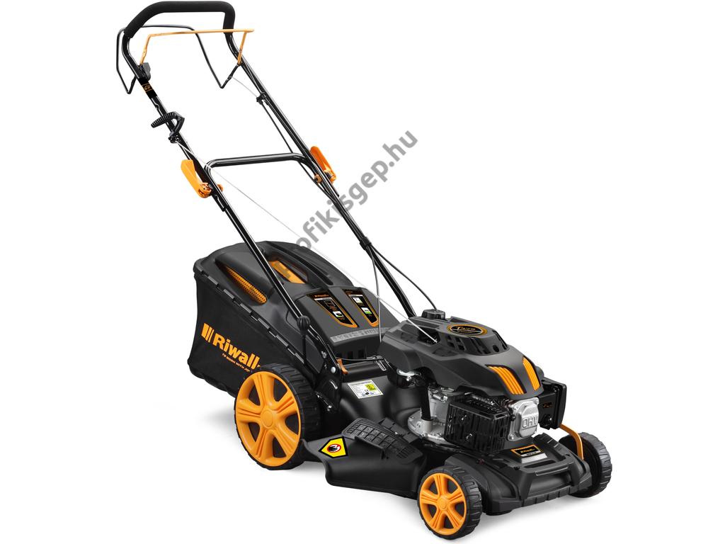 Riwall RPM 5135 Benzinmotoros önjáró fűgyűjtős fűnyíró, 51cm, OHV 146cm3, oldalkidobó, mulcsbetét, csapágyazott kerék