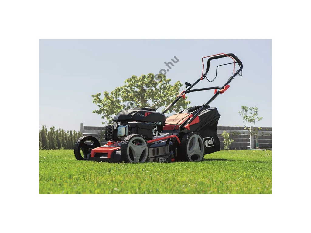 Scheppach MS 173-51 Benzinmotoros önjáró fűgyűjtős fűnyíró, 51cm, OHV 173cm3, oldalkidobó, mulcsbetét, csapágyazott kerék