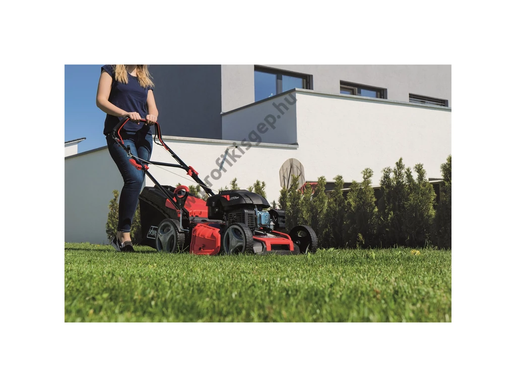 Scheppach MS 173-51 Benzinmotoros önjáró fűgyűjtős fűnyíró, 51cm, OHV 173cm3, oldalkidobó, mulcsbetét, csapágyazott kerék