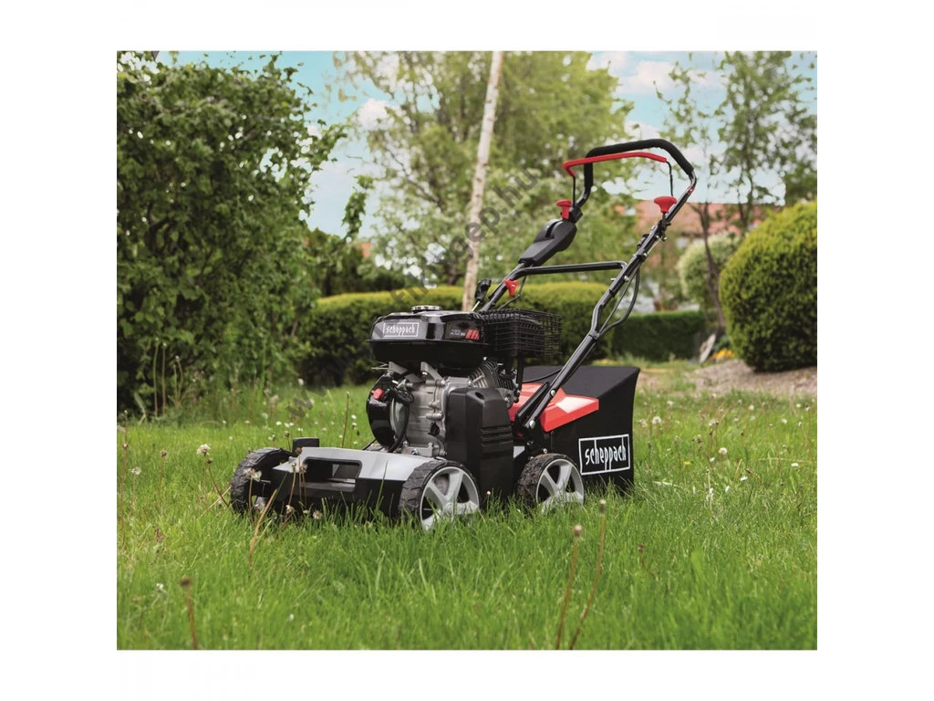 Scheppach SC 50 Vario Benzinmotoros gyepszellőztető, gyeplazító, 40cm, OHV 212cm3, 17 acél kés,