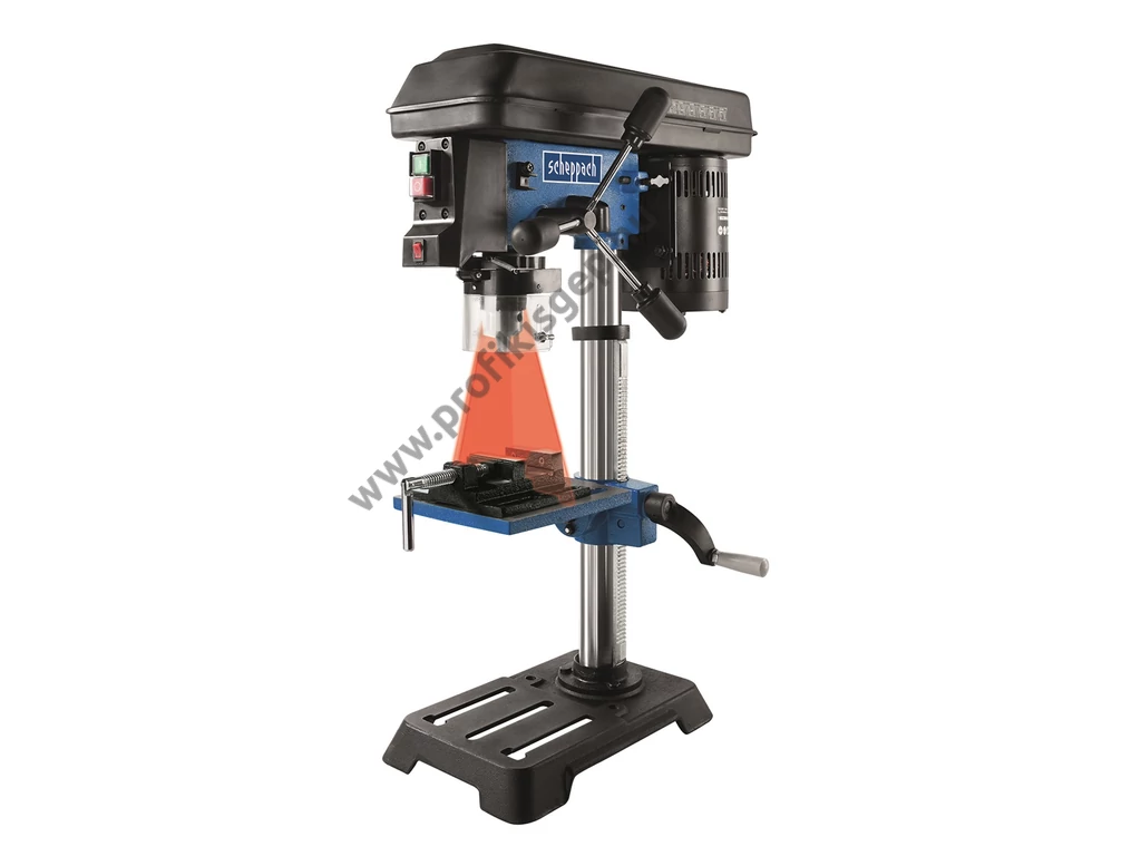 Scheppach DP 16 SL elektromos oszlopos fúró, 550W, 13mm tokmány, 510-2430 fordulat, lézer