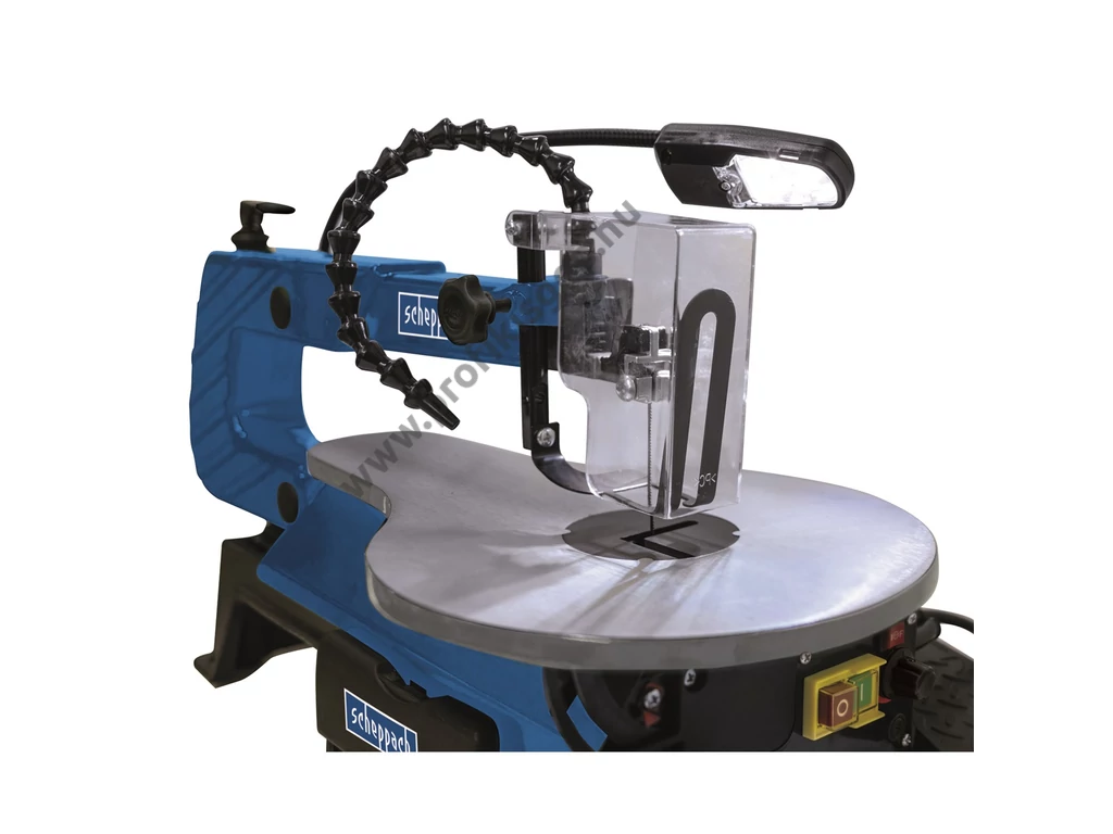 Scheppach Deco-XLS asztali dekopírfűrész, lombfűrész, 120W/230V, Max: 50mm, 500-1700 fordulat, pedál vezérléssel