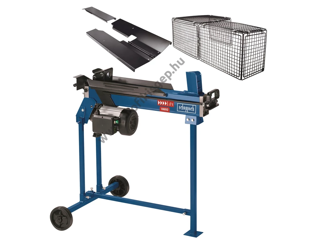 Scheppach HL 760 LS, vízszintes rönkhasító, 7 tonna, 230V, 2200W, hossz: 52cm-ig, ÁLLVÁNNYAL, kereszthasító külön rendelhető