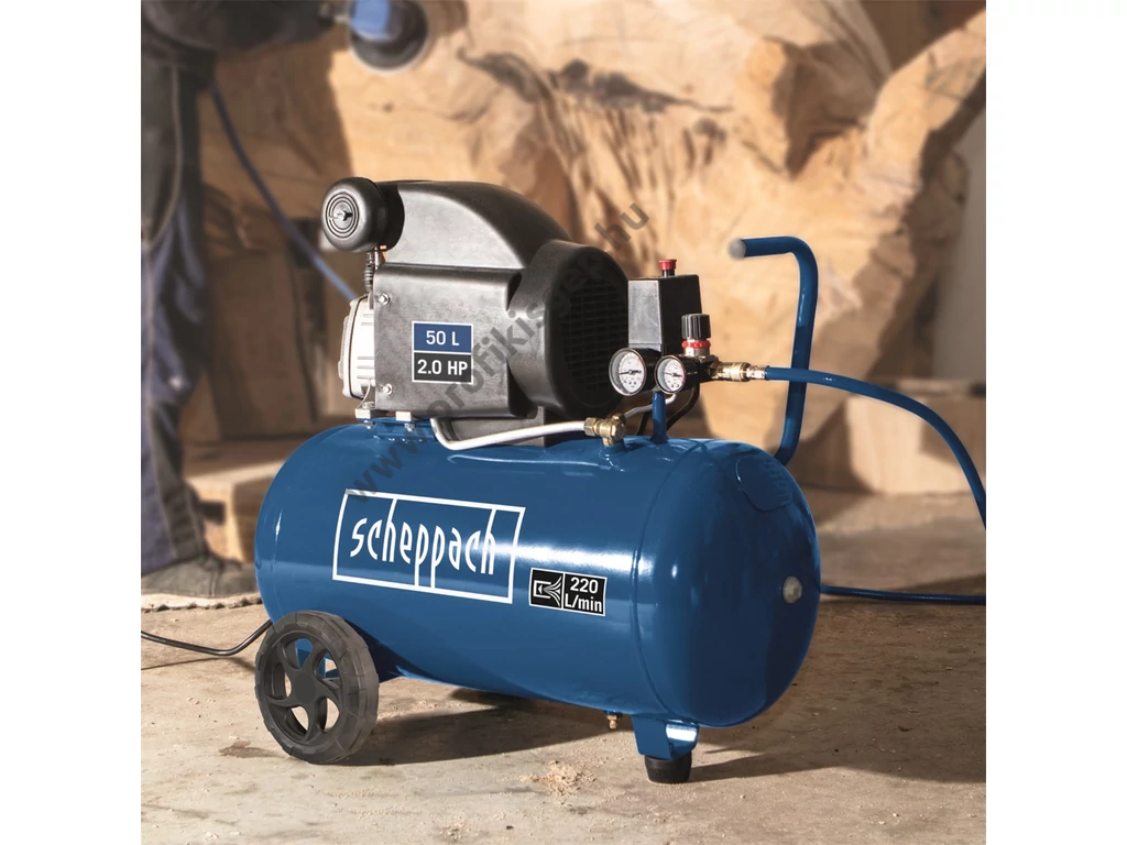 Scheppach HC 54 olajkenésű kompresszor, 220l/perc 8bar tartály 50L, 230V 1500W