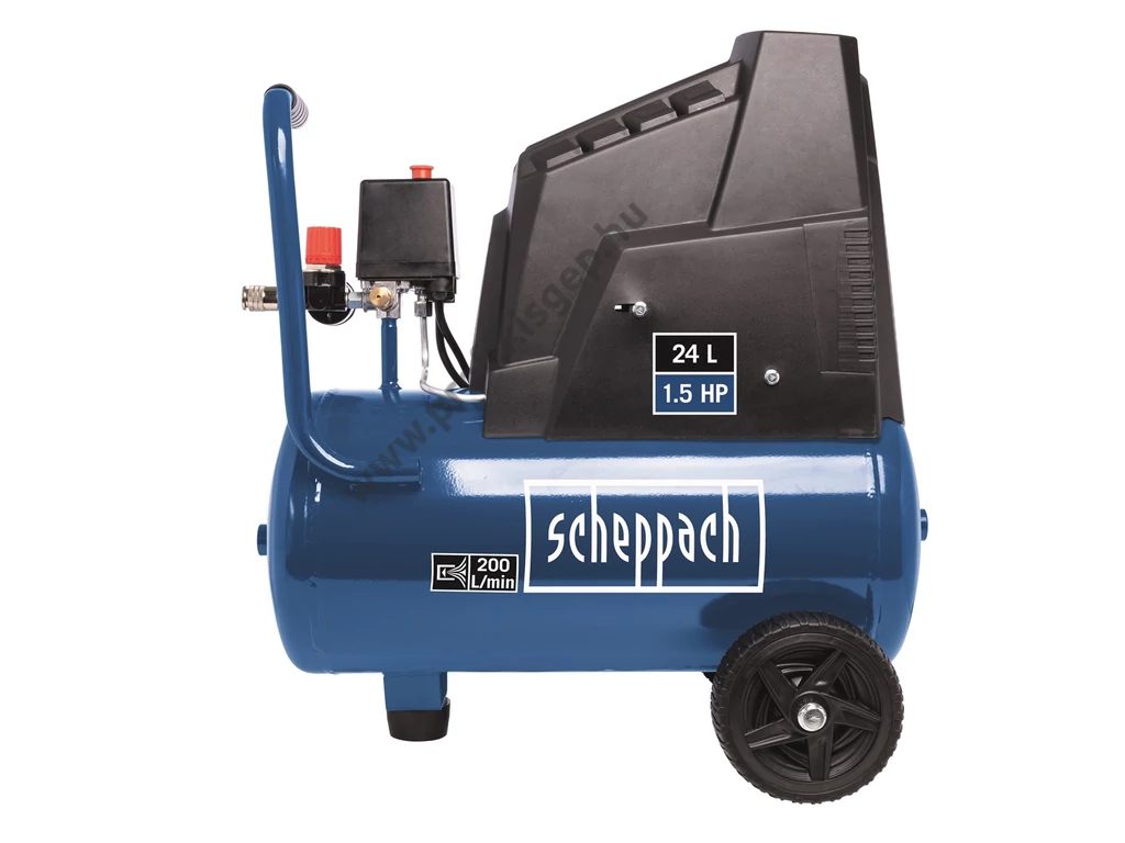 Scheppach HC 30 OX olajmentes kompresszor, 200l/perc 8bar, tartály 24L, 230V 1100W,