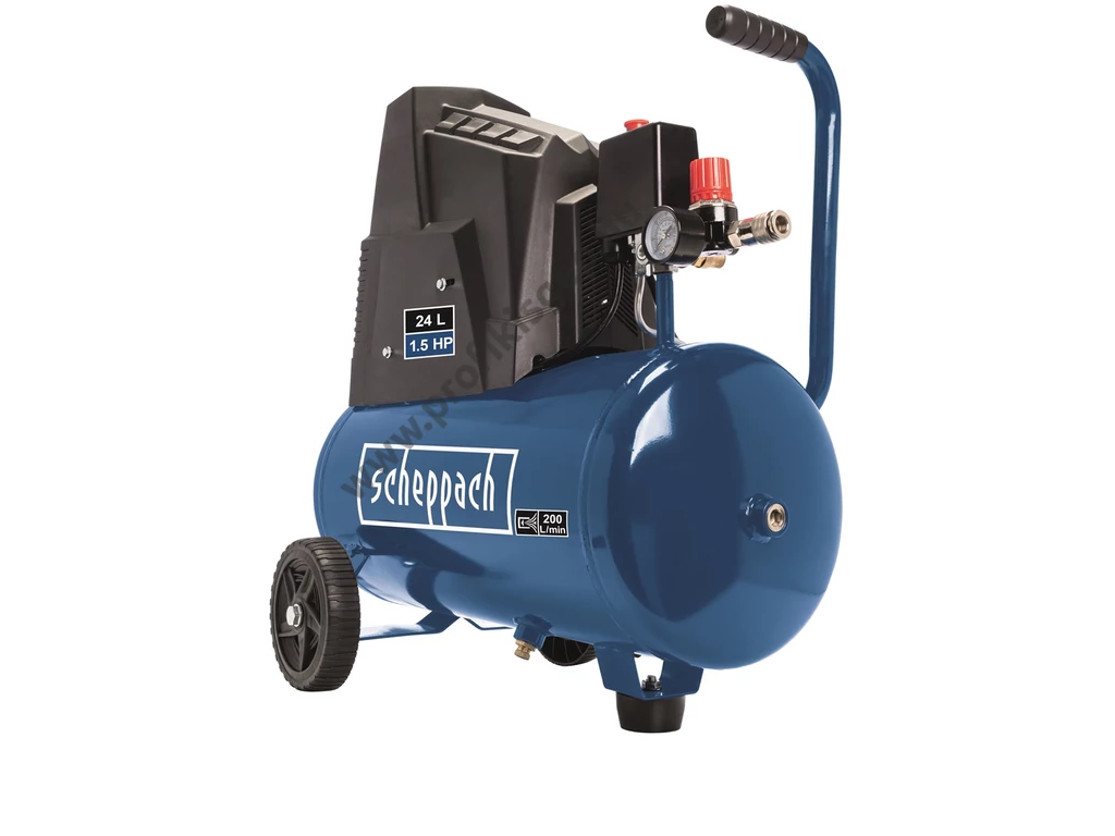 Scheppach HC 30 OX olajmentes kompresszor, 200l/perc 8bar, tartály 24L, 230V 1100W,