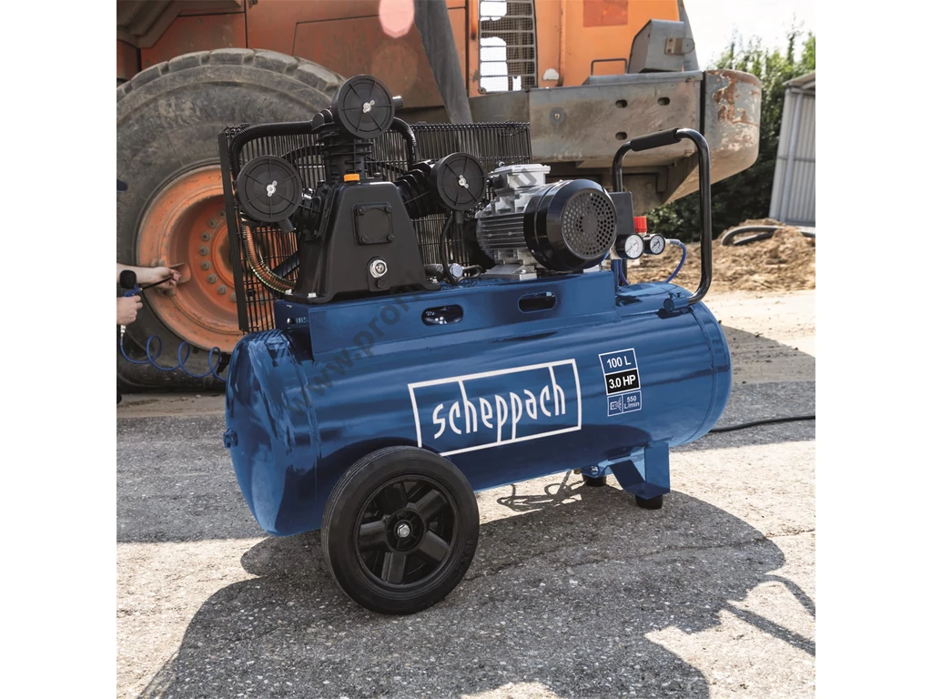 Scheppach HC 550 TC olajkenésű kompresszor, 550l/perc 10bar tartály 100L, 230V 2200W