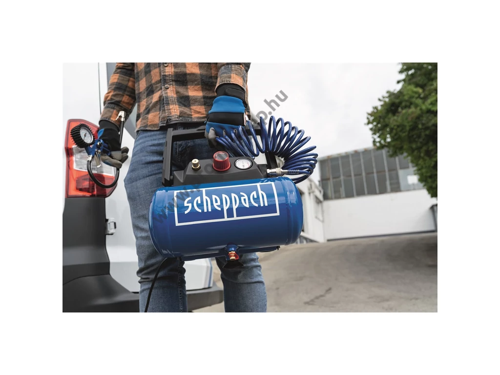 Scheppach HC 06 olajmentes kompresszor, 200l/perc 8bar, tartály 6l, 230V 1200W