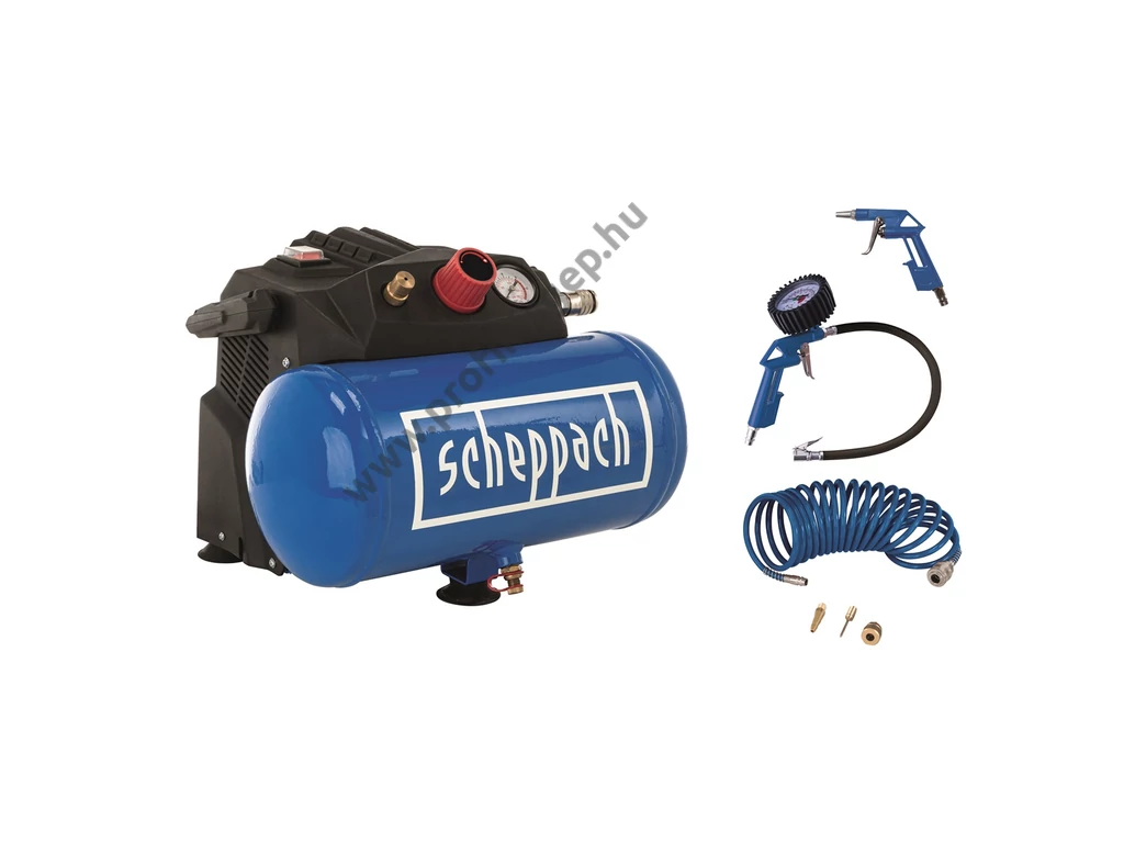 Scheppach HC 06 olajmentes kompresszor, 200l/perc 8bar, tartály 6l, 230V 1200W