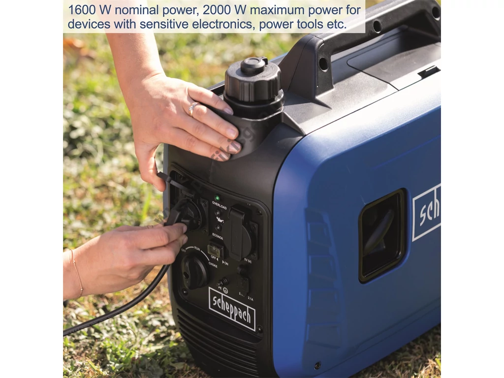 SCHEPPACH SG 2500I Egyfázisú áramfejlesztő Inverter, 230V, Max: 2000W, 7A, Motor: OHV, 79cm3