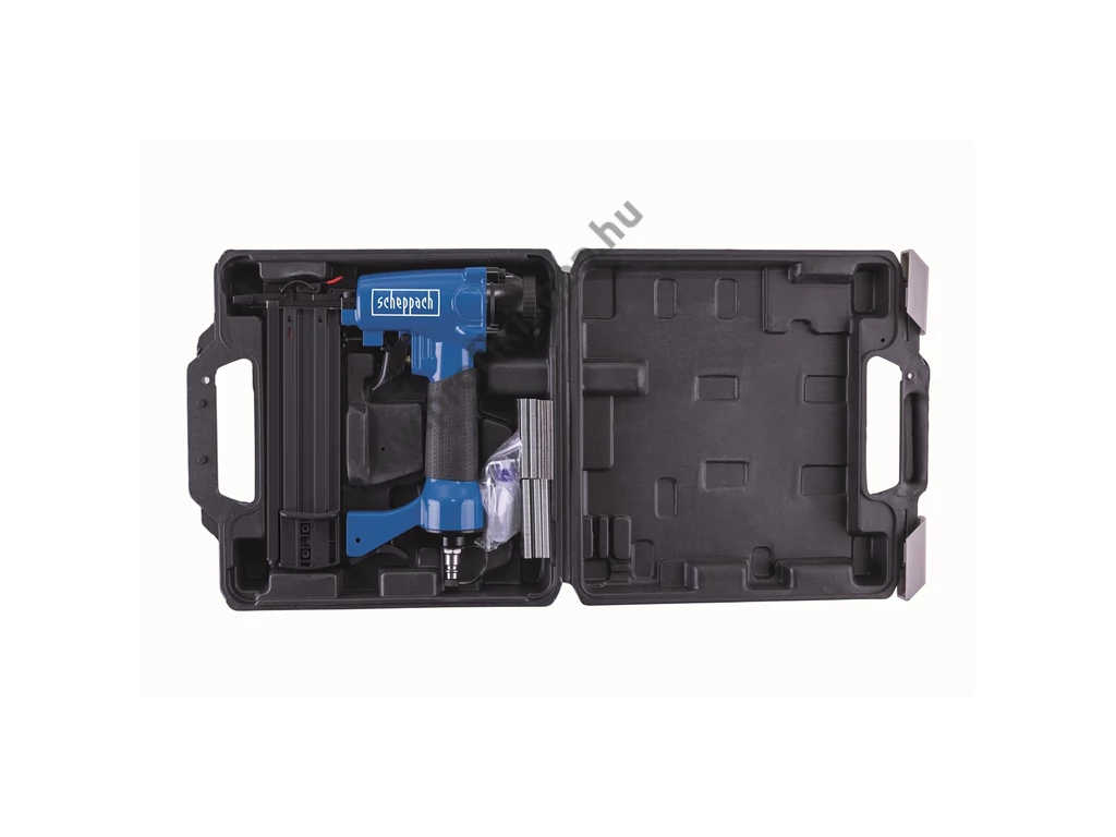 Scheppach pneumatikus szögbelövő, tüzőgép, üzemi nyomás: 8,3 Bar, csatlakozó:1/4", Kapcsokkal