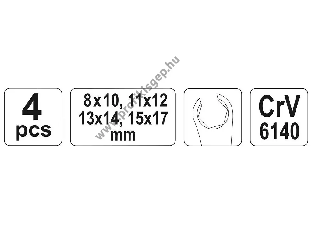 YATO Fékcsőkulcs készlet 4 részes 8-17 mm ipari CrV 6140
