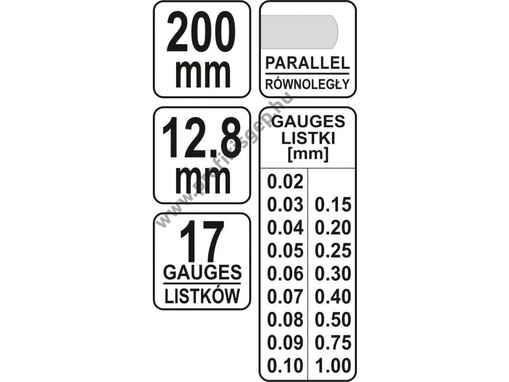 YATO Hézagmérő 17 lapos (0,02 mm - 1,00 mm) 200mm