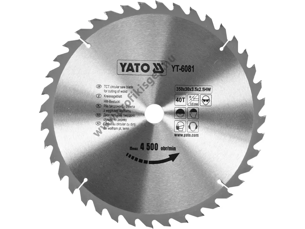YATO körfűrészlap fához, TCT, 350x30x2,5mm, Z40 fogas