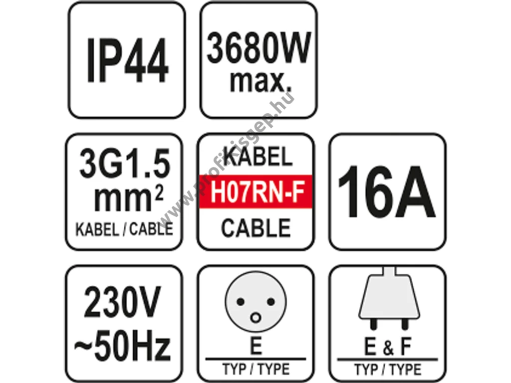 YATO Hosszabbító lengőkábel gumiszigetelt 3 dugalj 20m 3x1,5mm2