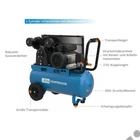 Kép 2/8 - Güde 415/10/50 olajkenésű kompresszor, 2 henger 435l/perc 10bar tartály 50L, 230V 2200W
