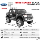 Kép 2/10 - HECHT FORD RANGER BLACK Akkumulátoros kisautó gyerekeknek, 12V, 10Ah, 3-8 éves korig, Max: 35kg ,távírányítóval