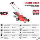Kép 2/10 - HECHT 5034 Akkumulátoros fűgyűjtős fűnyíró, 34cm, 40V, akku és töltő nélkül (AKKU program 5040)