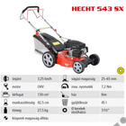 HECHT 543 SX Benzinmotoros önjáró fűgyűjtős fűnyíró, 42,5cm, OHV 139cm3, csapágyazott kerék