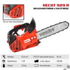 Kép 2/6 - HECHT 929 R Benzinmotoros egykezes láncfűrész 25.4 cm3, 1.2Le, lánc 3/8"-1.3-44 szem, vezető 30cm
