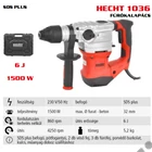Kép 2/7 - HECHT 1036 elektromos fúró vésőkalapács, 1500W, ütés ereje: 6J, SDS-PLUS tokmány, tartozékok
