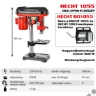 Kép 2/11 - HECHT 1055 elektromos oszlopos fúró, 550W, 16mm fogaskoszorús tokmány, 9 sebesség fokozat