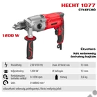 Kép 2/7 - HECHT 1077 elektromos fúró, ütvefúró, 1200W, 13mm fogaskoszorús tokmány, 2 sebesség