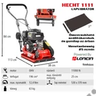 Kép 2/10 - HECHT 1111 lapvibrátor, Motor: Loncin 196cm3, 11kN, 53x37cm, 63kg, szállítókerék, gumilap