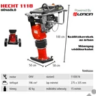 Kép 2/2 - HECHT 1118 döngölő béka, Loncin 196cm3, 275x335mm, 82kg, szállítókerék
