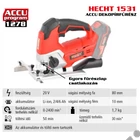 Kép 2/7 - HECHT 1531 akkumulátoros szúrófűrész, dekopírfűrész, 20V, akku és töltő nélkül, (AKKU program 1278)